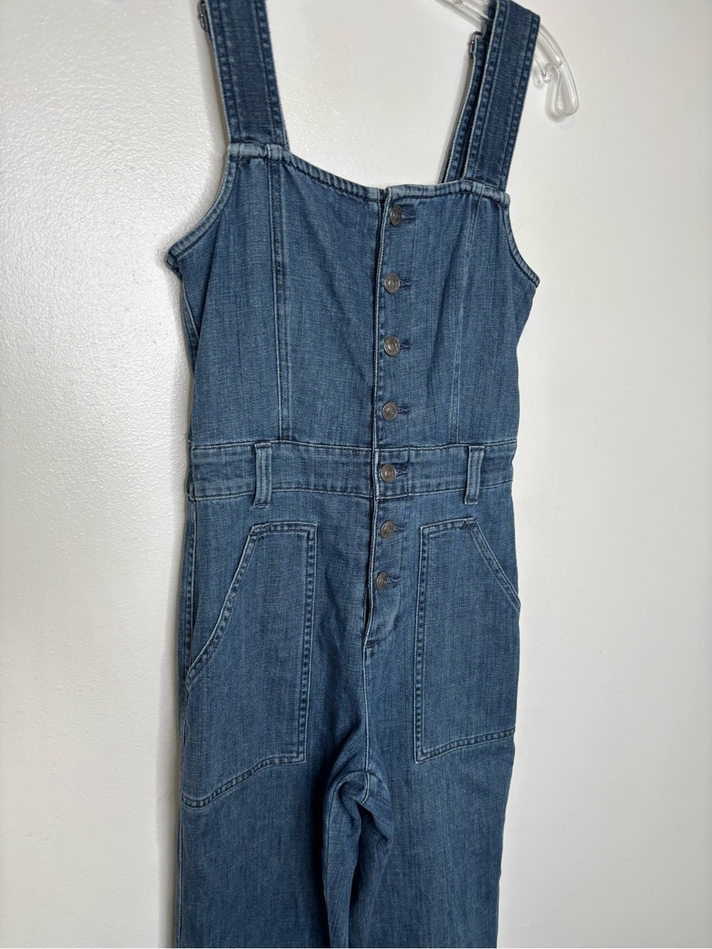 Aerie Denim Kick Flare Blue Denim Overalls Size XS - Picture 4 of 11